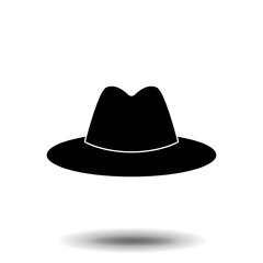 cowboy hat icon, vector cowboy hat silhouette, retro western fashion hat illustration