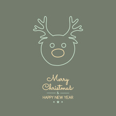 Christmas decoration with wishes and hand drawn reindeer. Vector.
