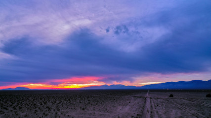Desert view of a dramatic sunset
