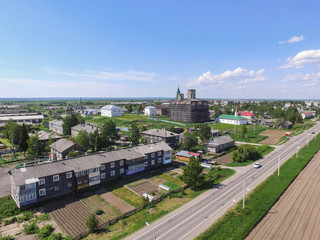 the road to the village from the quadcopter