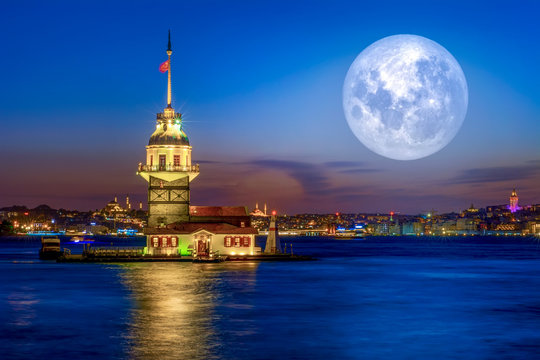 Maiden's Tower in istanbul, Turkey . "Elements of this image furnished by NASA"