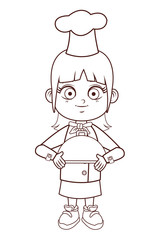 cute chef girl cartoon