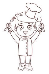cute chef boy cartoon