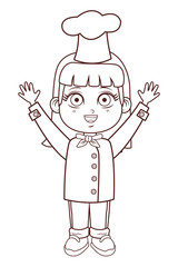 cute chef girl cartoon