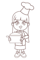 cute chef girl cartoon