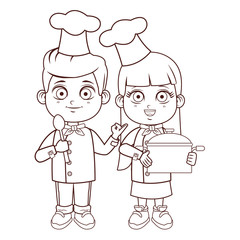 cute chef children cartoon