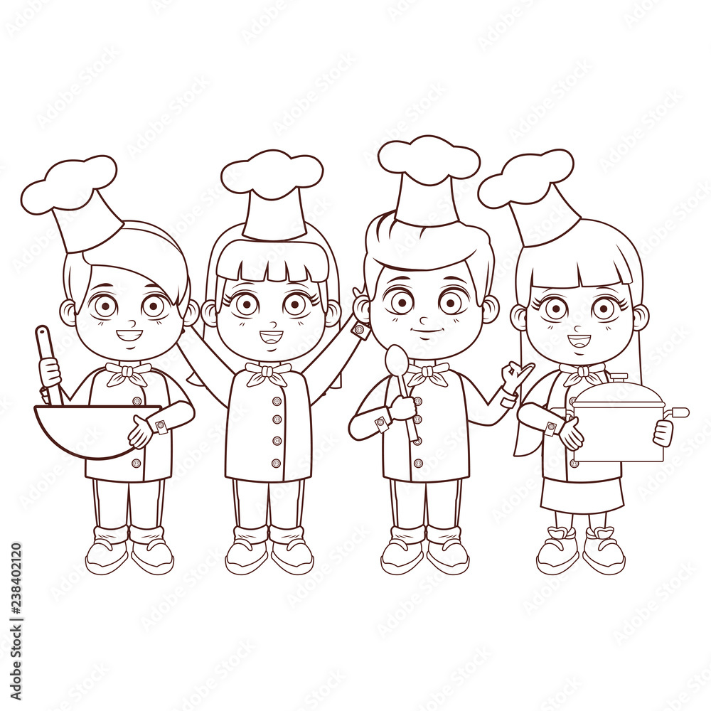 Wall mural cute chef children cartoon