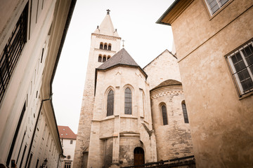 Fototapeta na wymiar George's Basilica is the oldest surviving church building within Prague Castle, Prague, Czech Republic.
