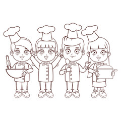 cute chef children cartoon
