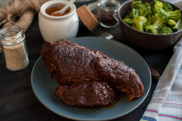 grilled steak and vegetables