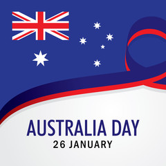Happy Australia day vector with ribbon. Holiday background illustration.