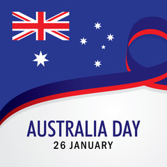 Obraz premium Happy Australia day vector with ribbon. Holiday background illustration.