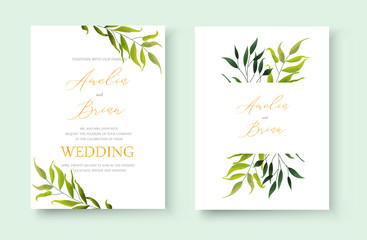 Wedding floral golden invitation card save the date design