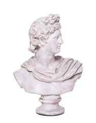Fototapeta premium Antique sculpture of a man on a white background, a sculpture of a man
