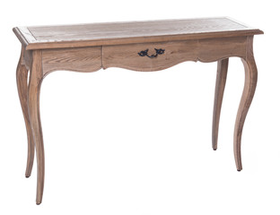 Ancient wooden table, Wooden table on a white background, antique wooden table, wooden table for entering the house
