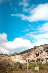 Mountain landscape against the sky.