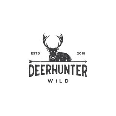 Deer Hunt Logo template, Elegant Deer Head logo designs vector inspiration in black color