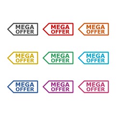 Mega price Tags icon or logo, simple illustration, color set
