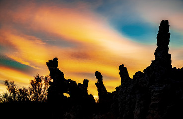 tufa silhouettes at dawn