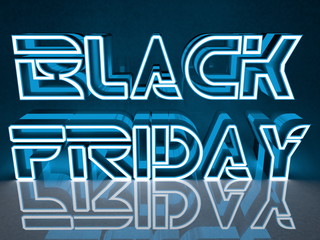 Neon light inscription Black Friday in blue