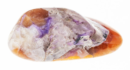 polished charoite on tinaksite gem stone on white