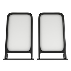 LCD Screen Stand. Blank Trade Show Booth. 3d render of lcd screen isolated on white background. High Resolution. Ad template for your expo design.