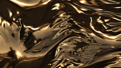 3d render beauty abstract of gold waves