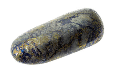 tumbled arsenopyrite stone on white
