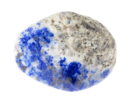 polished lazurite (lapis lazuli) gemstone on white