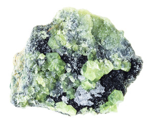raw demantoid crystals on white