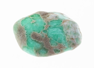 tumbled variscite gem stone on white