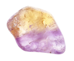 tumbled ametrine gem stone on white
