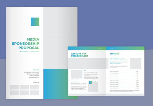 Media Sponsporship Template with Blue and Green Gradients