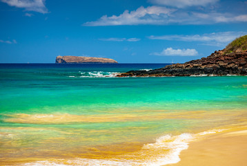 beach and sea with island