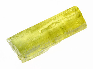 raw heliodor (yellow beryl) crystal on white