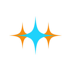 Stars Clean Logo Template in blue and orange colors. vector illustration.