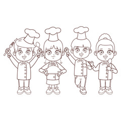cute chef children cartoon