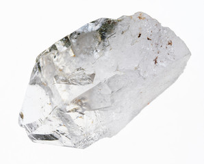 raw clear quartz (rock crystal) stone on white