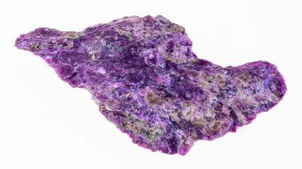 rough Stichtite stone on white