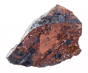 raw wolframite (tungsten ore) stone on white