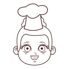 cute chef girl face cartoon