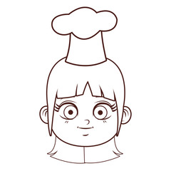 cute chef girl face cartoon