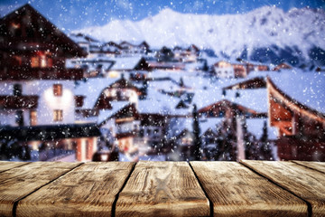 Winter table wooden  