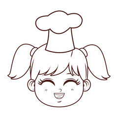 cute chef girl face cartoon