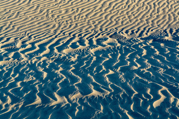 Background with sandy dune waves texture close up, copy space