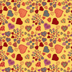 seamless pattern texture_11_in the style of Doodle, in the form of a variety of hearts for print design and web design