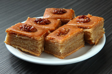 baklava on a plate / turkish baklava on a plate
