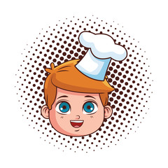 cute chef boy face cartoon