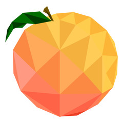 Isolated low poly peach fruit. Vector illustration design
