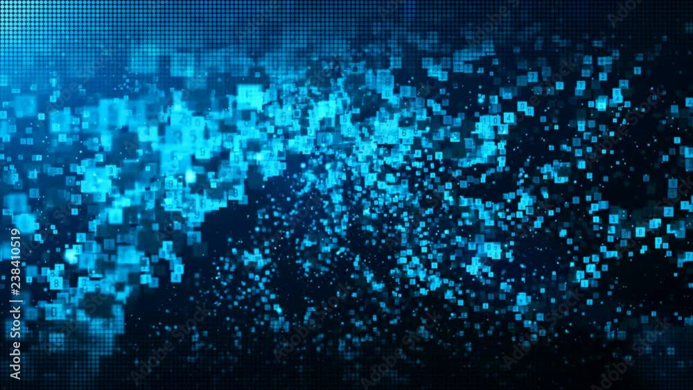 Poster abstract digital particles square wave with random number motion background